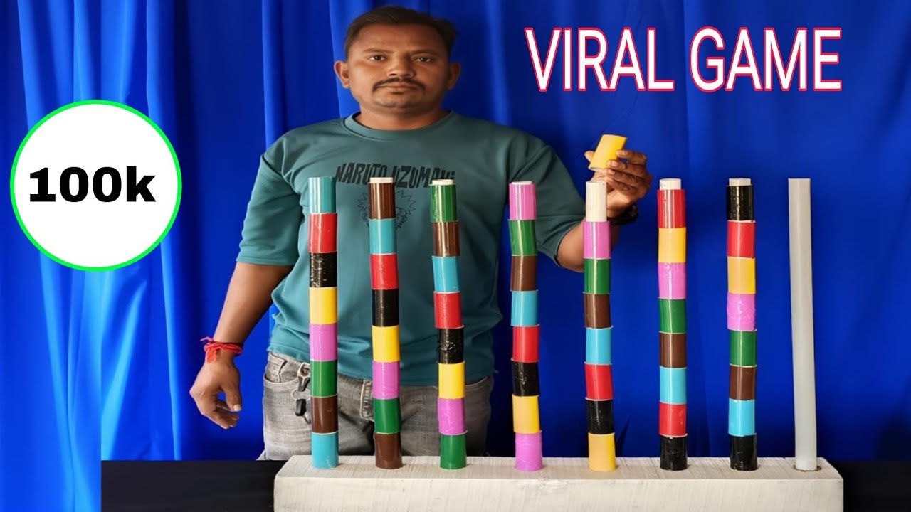 Top Red and Blue colour cylinder matching puzzle game challenge video | मस्त चेलेंज