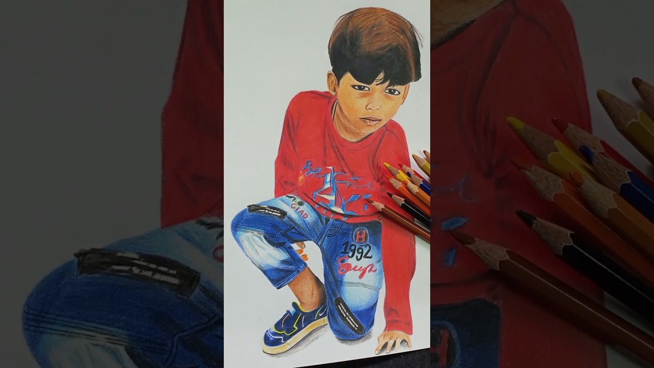 Portrait of little boy / pencil colour 