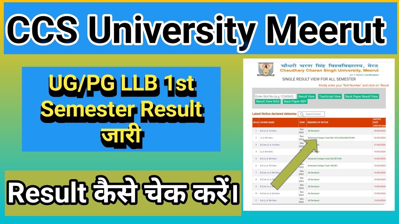 Ccsu results declared today | Llb 1st semester result 2023 | Ccsu result |