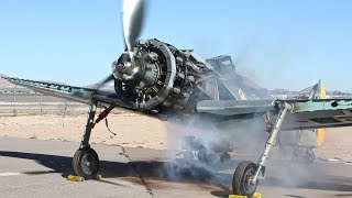 Big Old FOCKE WULF FW 190 AIRCRAFT ENGINES Cold Starting Up