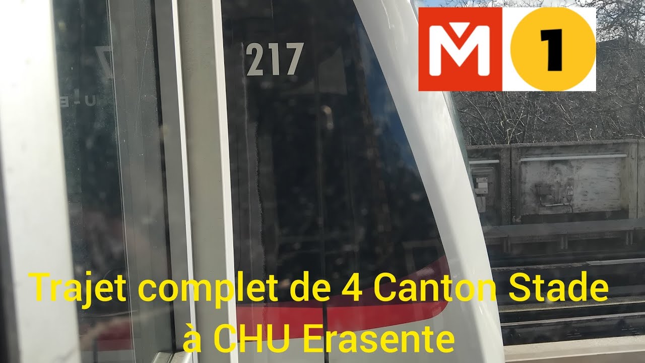 Métro Ligne 1 ilevia BOA Rame 217 Trajet complet de 4 Canton Stade à CHU Erasente 