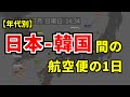 【昔の時刻表を動画で再現シリーズ15】年代別・日本-韓国間の航空便の1日比較