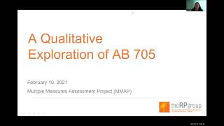 A Qualitative Exploration of AB 705 Webinar