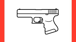How To Draw A Glock 18 Pistol From Cs Go Step By Step Drawing Glock Gun Easy