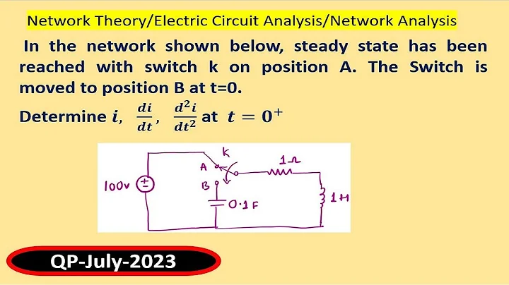 In the network shown below, steady state has been reached with switch k on position A.