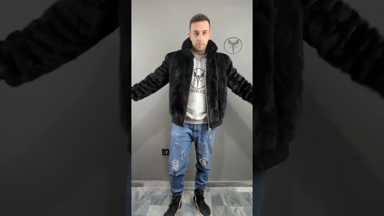 Mink fur bomber jacket for Mens,      made in Greece 