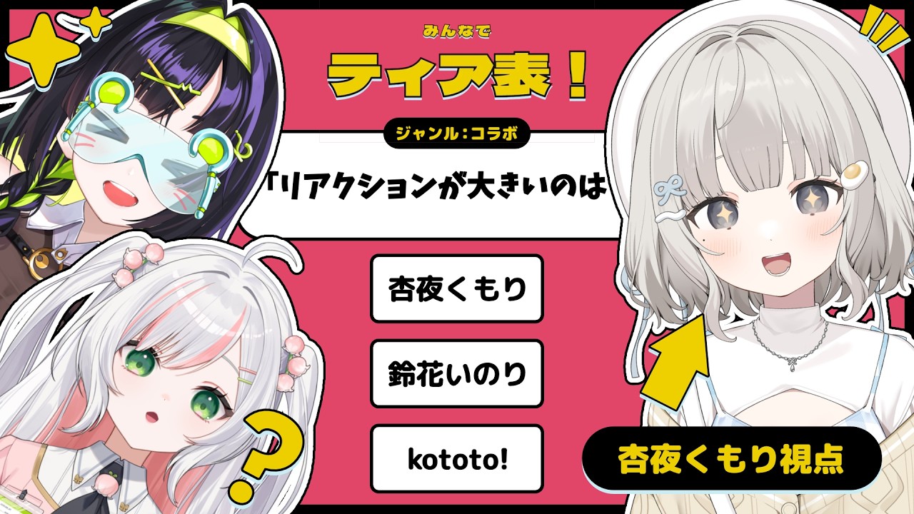 【 みんなでティア表!┆game 】夏フェスコラボメンバーで集まったぞ!!! w/鈴花いのり kototo!【 杏夜くもり / Re:AcT 】#おとといのくもり