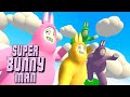 2匹のウサギが暴れるゲームをやる2人の男【Super Bunny Man】