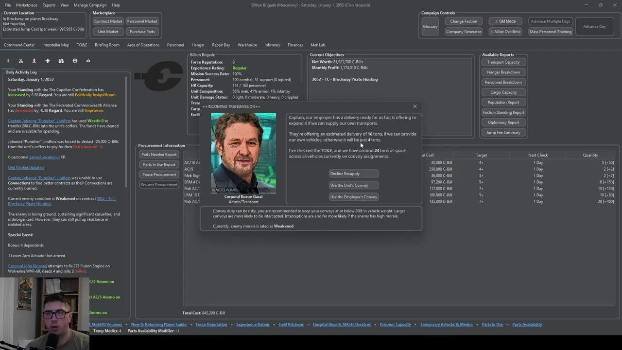 Battletech (MekHQ/MegaMek):  Billion Brigade ep. 4
