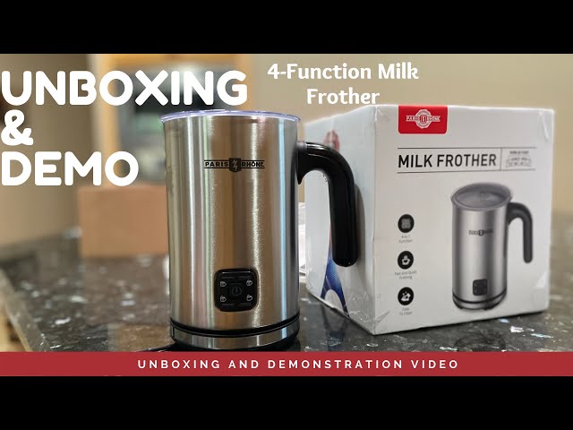 Electric Milk Frother For Coffee, Paris Rhone 4-in-1 Milk Steamer,  10.1oz/300ml Milk Warmer, Hot Milk Foamer For Latte, Cappuccino, Macchiato,  Hot Chocolate, Black 