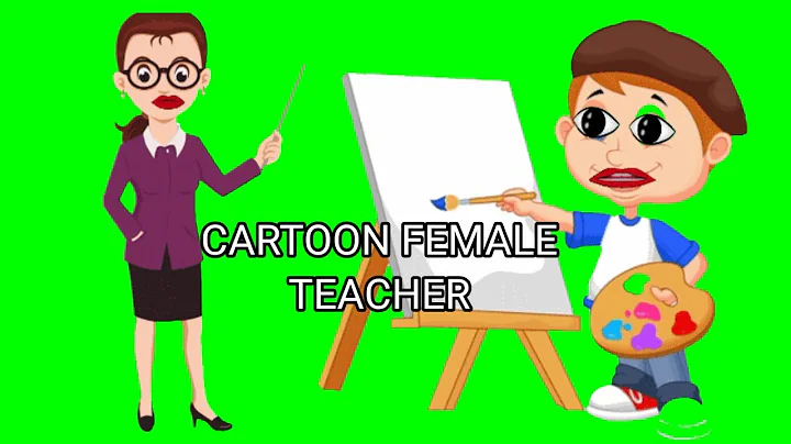 Green screen Cartoon  teacher and student , teacher green screen