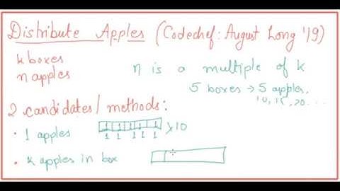 Distribute Apples Codechef August Long Challenge 2019: Video Solution