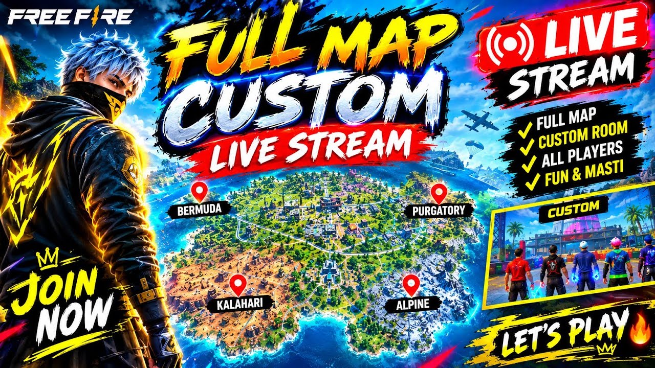 🔥 FULL MAP CUSTOM LIVE STREAM 🔥 | JOIN NOW | FREE FIRE LIVE - YouTube