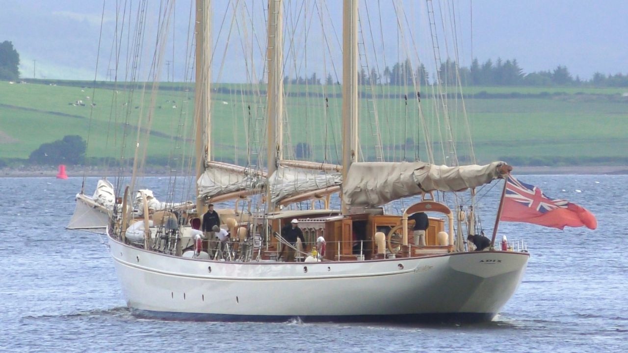 Iconic sailing yacht Adix departs Greenock, Scotland
