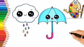 How to paint a cute umbrella? / Painting cute cloud