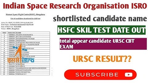 ISRO HSFC SKIL TEST DATE OUT||ISRO URSC revise answer key & result link ISRO HSFC result date