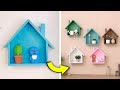 How to make wall shelves like house from cardboard || Diy wall shelves with cardboard