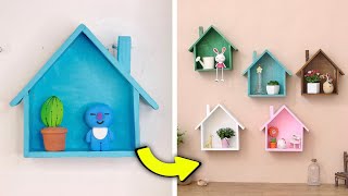 How to make wall shelves like house from cardboard || Diy wall shelves with cardboard