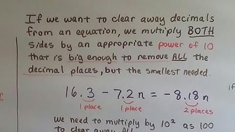 Algebra I #3.6, Clear away fractions and decimals from equation