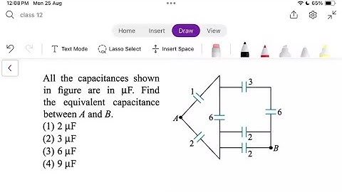 All the capacitances shown in figure are in uf. Find the equivalent capacitance between A and B 