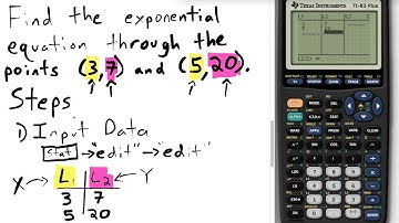 Find Exponential Equation Through 2 Points -Ti-83/Ti-84- Exponential Regression f(x)=ab^x "How to"