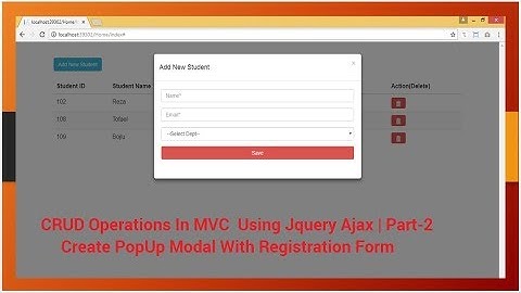 Create Popup Model With Registration | CRUD Operations In MVC Part-2