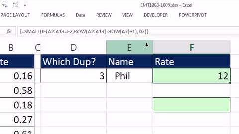 Excel Magic Trick 1005 Lookup nth Duplicate When Column With Lookup Value Is Not Sorted