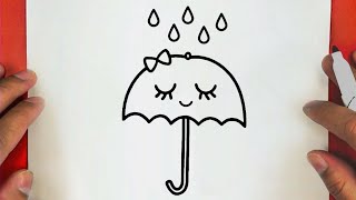 كيف ترسم مظلة كيوت وسهلة خطوة بخطوة / رسم سهل / تعليم الرسم للمبتدئين || Cute Umbrella Drawing
