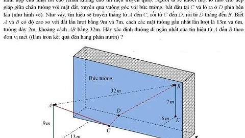 Toán 12: Người ta muốn truyền tín hiệu từ trạm A đến B nhưng giữa A và B có một bức tường hình hộp