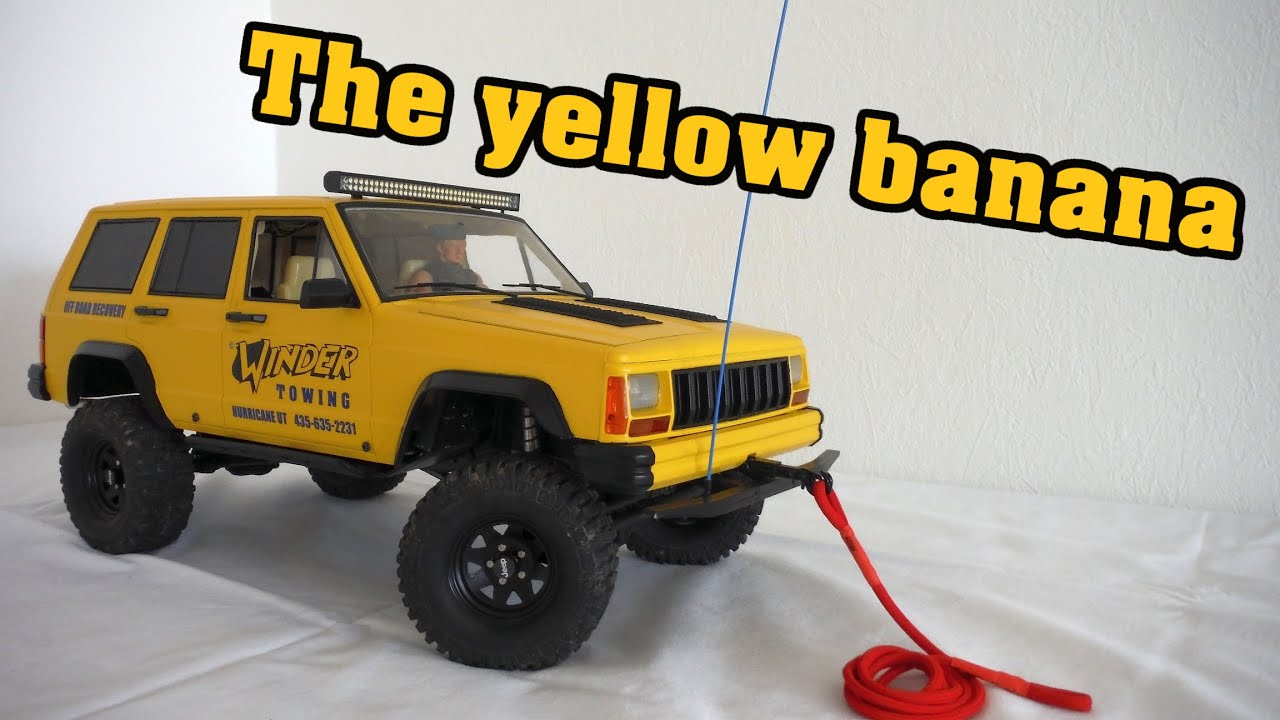 The yellow banana - Winder towing - 1/10 scale RC Jeep Cherokee XJ - YouTube