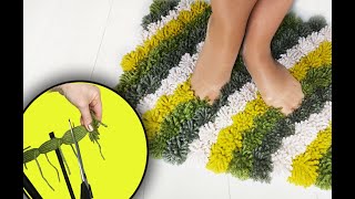 Простой нескользящий коврик с помпонами своими руками/non-slip mat with pompoms with your own hands