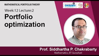 Lec 35: Portfolio optimization