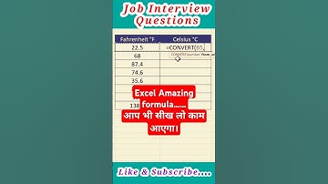 Excel Interview Questions|| Letest Interview Questions|| Amazing Tricks and Tips in Excel|| #shorts