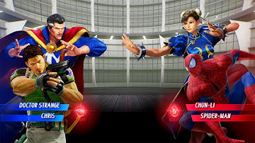 Spider-Man & Chun-Li VS Doctor Strange & Chris (Very Hard) - Marvel vs Capcom | 4K UHD Gameplay