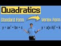 Converting Quadratic Equations from Standard Form to Vertex Form