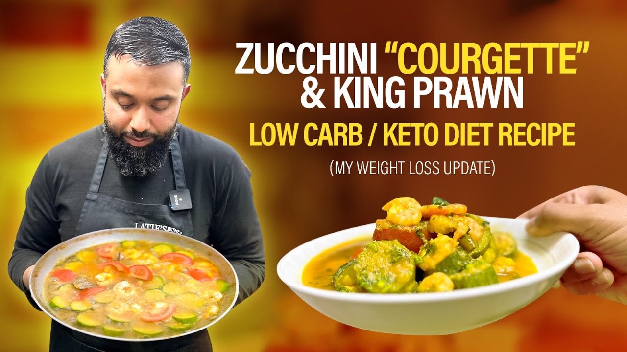 Zucchini (Courgette) cooked with king prawn recipe | Low carb