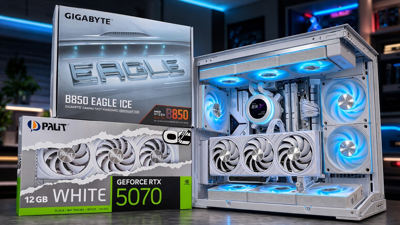 28 minutes of BUILDING the CLEANEST GAMING PC | FULL WHITE POV PC BUILD | 9600X + 5070