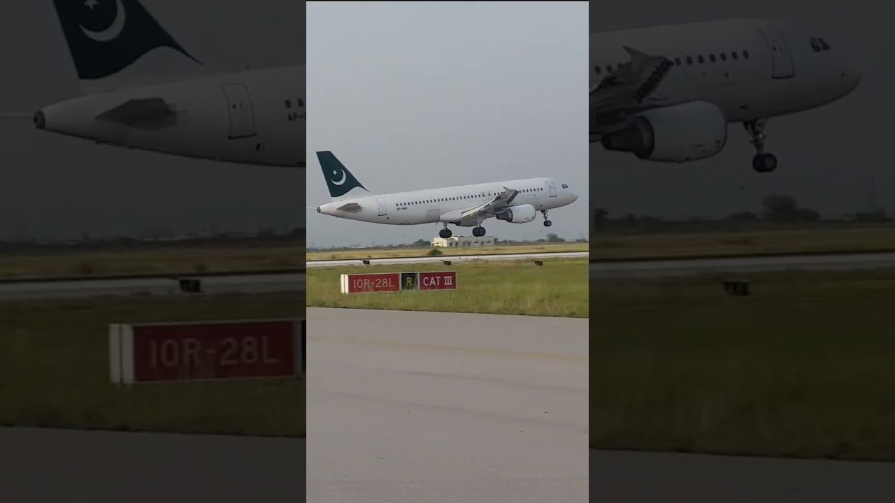 PIA Airbus A320 landing at Islamabad Airport. 