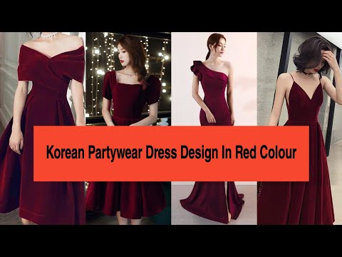 Korean Partywear Dress 2023 | Dress Design Ideas For Party | Red  Velvet Dress For Velentine Party |