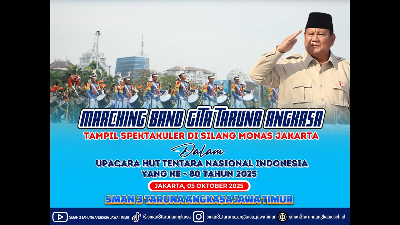 MARCHING BAND GITA TARUNA ANGKASA_UPACARA HUT TENTARA NASIONAL INDONESIA_DI MONAS JAKARTA