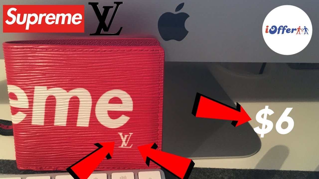 $6 SUPREME x LOUIS VUITTON WALLET! IOFFER REVIEW!! - YouTube