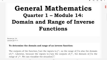 MODULE 14 Domain and Range of an Inverse Function Part 1