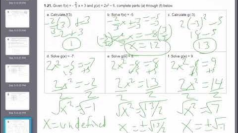 Algebra II 1.1.2 Homework Answers Part 2