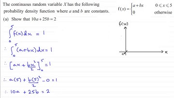 Probability Density Functions : S2 Edexcel January 2013 Q7(a) : ExamSolutions Statistics Revision