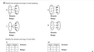 1.1.2b Identify Domain and Range of a Mapping