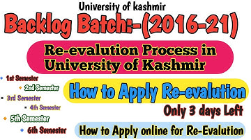 1st Sem to 6th Semester Re-evaluation form how to apply re evaluation university of kashmir