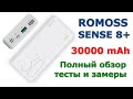 Обзор, тесты и замеры Romoss Sense 8+ внешний аккумулятор на 30000 мАч