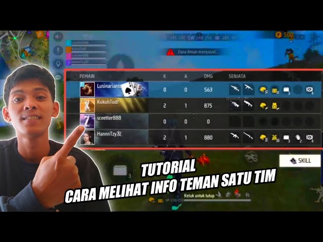 TUTORIAL CARA MELIHAT INFO TEMAN SATU TIM. GARENA FREE FIRE class=