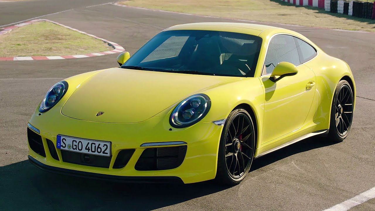 Porsche 911 Carrera GTS Racing Yellow - Awesome Drive 450 hp - YouTube