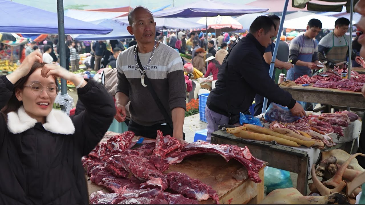 CHỢ TẾT TẢ PHỜI - LÀO CAI Cuối Năm Đông Khách Nhộn Nhịp Chợ Bán Rất Nhiều Thịt Trâu, Bò, Dê Núi.